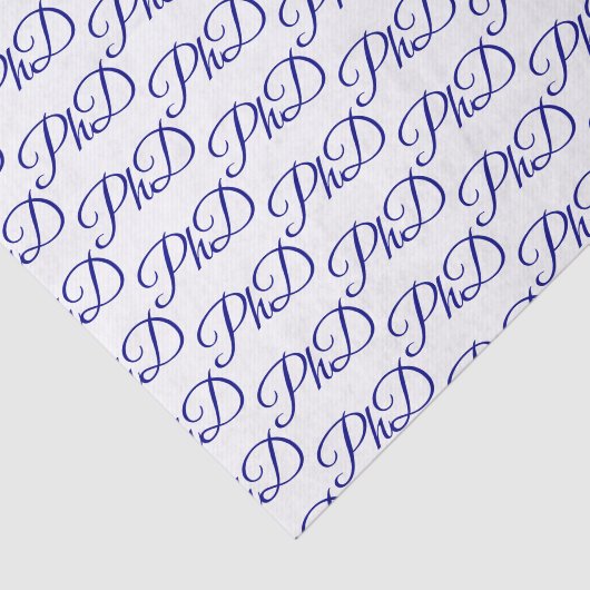 PhD diploma Wit Blauw Afstuderen Celebration Tissuepapier (Detail)