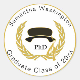PhD Doctor Afstuderen Beefeater Tam Gold Border Ronde Sticker