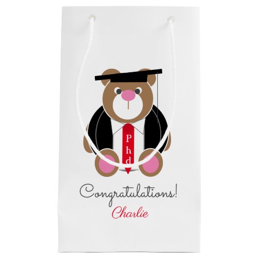 PhD doctor in de filosofie gefeliciteerd beer Klein Cadeauzakje (Voorkant)