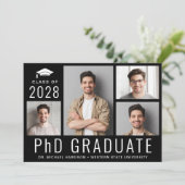 PhD-doctoraat 5 Foto Black Graduation Party Kaart (Staand voorkant)