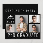 PhD-doctoraat 5 Foto Black Graduation Party Kaart (Voorkant / Achterkant)