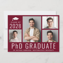 PhD Doctoraat 5 Foto Burgundy Graduation Party Kaart