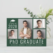 PhD-doctoraat 5 Foto Green Graduation Party Kaart (Staand voorkant)