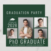 PhD-doctoraat 5 Foto Green Graduation Party Kaart (Voorkant / Achterkant)