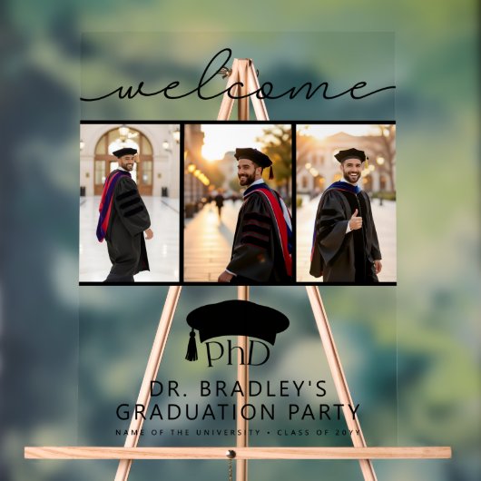PhD Doctoraat Afstudeerhoed Doctoraatsafstuderen W Acryl Bord (Neutraal)