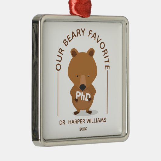 PhD Favoriete Beer Funny Afstuderen Metal Ornament (Rechts)