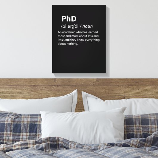 PhD Funny Dictionary Definition Canvas Afdruk (Insitu (Slaapkamer))