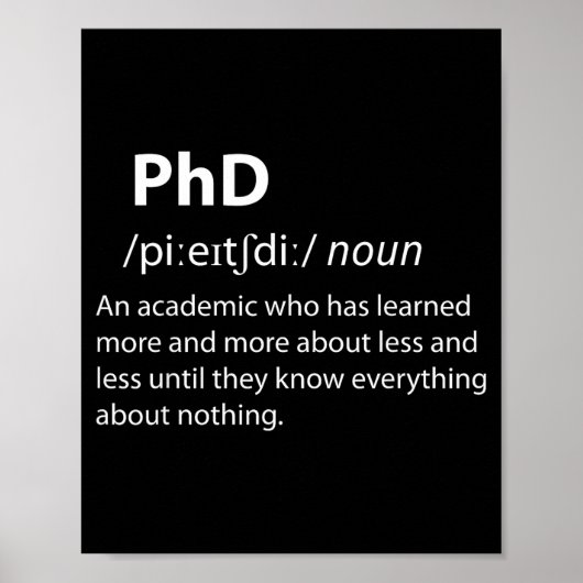 Phd funny dictionary definition doctorate student poster (Voorkant)