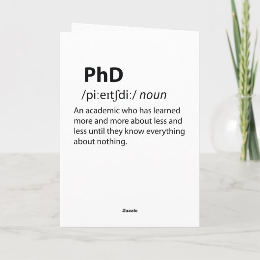 PhD Funny Dictionary Definition Feestdagen Kaart (Achterkant)