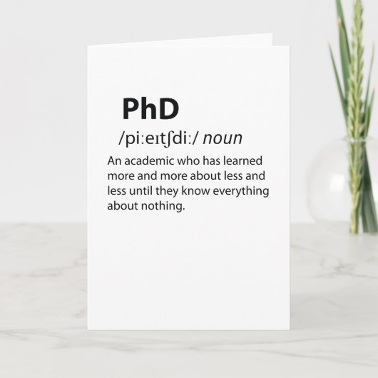 PhD Funny Dictionary Definition Feestdagen Kaart (Voorkant)