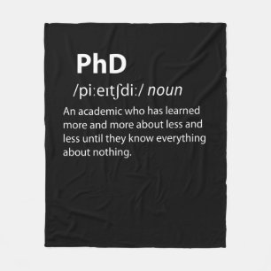 PhD Funny Dictionary Definition Fleece Deken