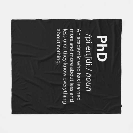 PhD Funny Dictionary Definition Fleece Deken (Voorkant (Horizontaal))