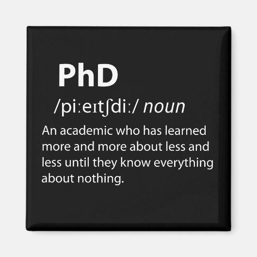 PhD Funny Dictionary Definition Magneet (Voorkant)