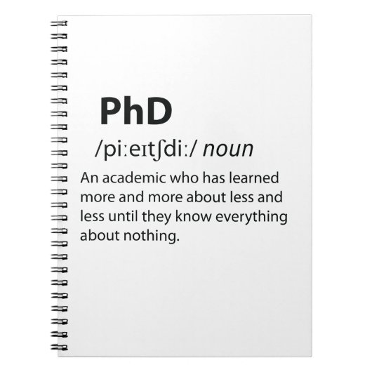 PhD Funny Dictionary Definition Notitieboek (Voorkant)