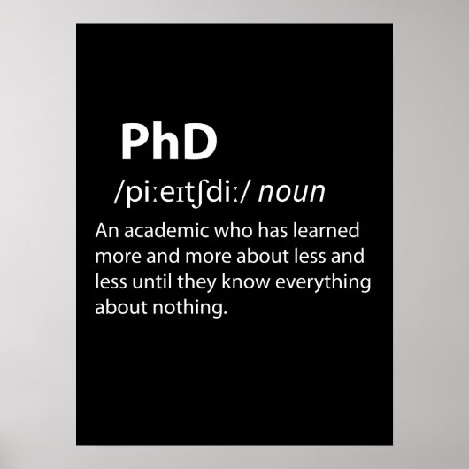 PhD Funny Dictionary Definition Poster (Voorkant)