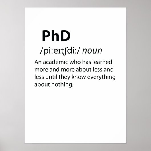 PhD Funny Dictionary Definition Poster (Voorkant)
