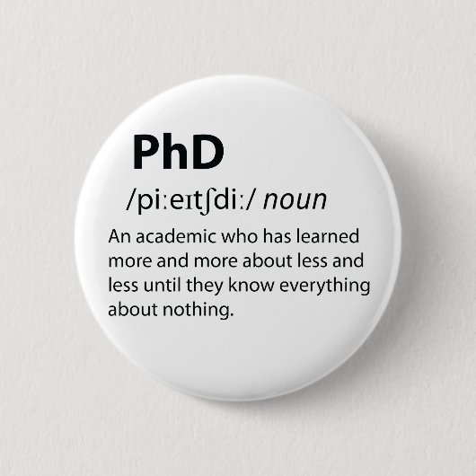 PhD Funny Dictionary Definition Ronde Button 5,7 Cm (Voorkant)