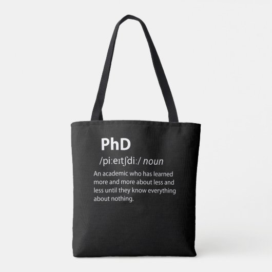 PhD Funny Dictionary Definition Tote Bag (Achterkant)
