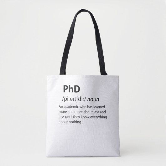 PhD Funny Dictionary Definition Tote Bag (Voorkant)