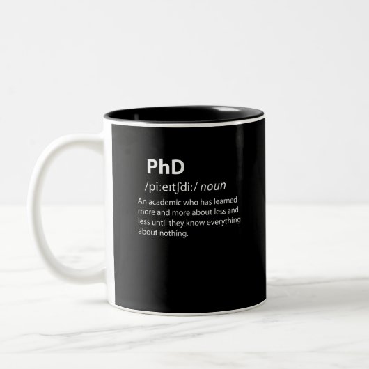 PhD Funny Dictionary Definition Tweekleurige Koffiemok (Links)