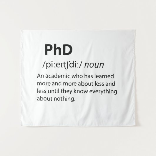 PhD Funny Dictionary Definition Wandkleed (Voorkant (horizontaal))