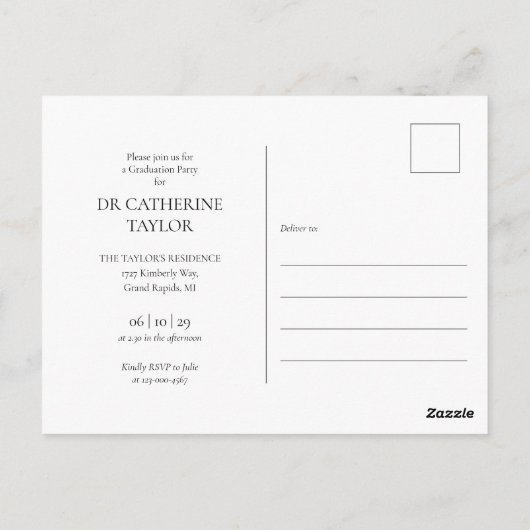 PhD graad 4 Photo Graduation Party Invitation Pos Briefkaart (Achterkant)