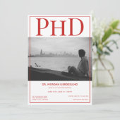 PhD-graad Afstuderen Foto Red Graduation Party Kaart (Staand voorkant)