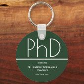PhD-graad Afstuderen Groene Favor Sleutelhanger (Voorkant)