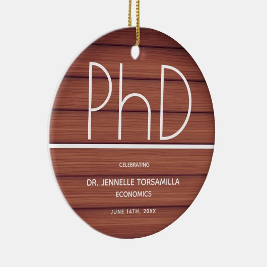 PhD graad Afstuderen Hout Background Keepomwille Keramisch Ornament (Rechts)