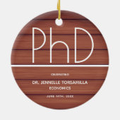 PhD graad Afstuderen Hout Background Keepomwille Keramisch Ornament (Achterkant)
