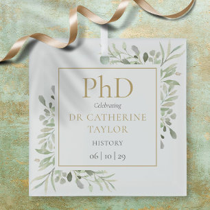 PhD-graad Aquarel Groene Bladeren Aandenken Glas Ornament