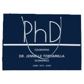 PhD graad Blauw Graduation Party Grote Gift Bag Groot Cadeauzakje (Achterkant)