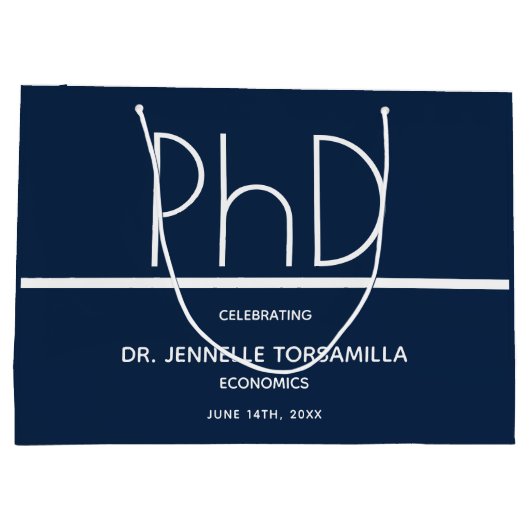 PhD graad Blauw Graduation Party Grote Gift Bag Groot Cadeauzakje (Achterkant)