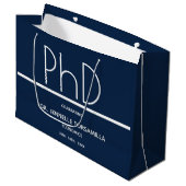 PhD graad Blauw Graduation Party Grote Gift Bag Groot Cadeauzakje (Voorkant Gekanteld)