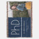 PhD graad Blauw Wit Afstuderen Foto Deken (Voorkant Verticaal)