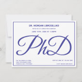 PhD graad Blauw Wit Graduation Party Kaart (Voorkant)