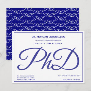 PhD graad Blauw Wit Graduation Party Kaart
