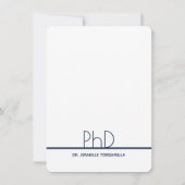 PhD graad Blauw Wit Verticaal Graduatie Partij Kaart (Achterkant)