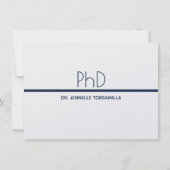 PhD graad Blauwe Witte Graduation Partij Uitnodigi Kaart (Achterkant)