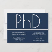 PhD graad Blauwe Witte Graduation Partij Uitnodigi Kaart (Voorkant)