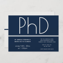 PhD graad Blauwe Witte Graduation Partij Uitnodigi