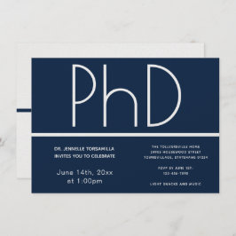 PhD graad Blauwe Witte Graduation Partij Uitnodigi Kaart