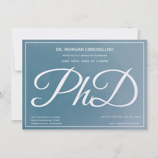 PhD-graad Blue Graduation Party Kaart (Voorkant)