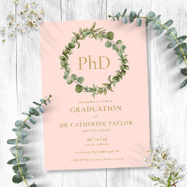 PhD graad Blush Pink Garland Afstuderen Kaart