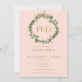 PhD-graad Blush Pink Garland Foto Afstuderen Kaart (Voorkant)