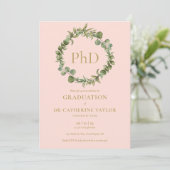 PhD-graad Blush Pink Garland Foto Afstuderen Kaart (Staand voorkant)