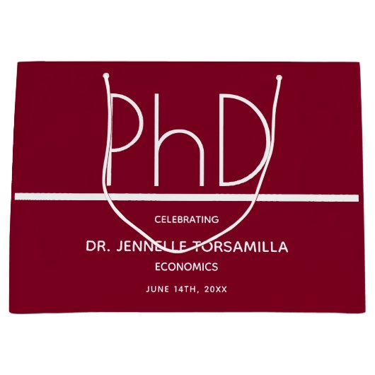 PhD-graad Burgundy Graduation Party Groot Cadeauzakje (Voorkant)