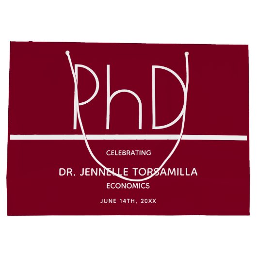 PhD-graad Burgundy Graduation Party Groot Cadeauzakje (Achterkant)