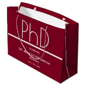 PhD-graad Burgundy Graduation Party Groot Cadeauzakje (Achterkant Gekanteld)
