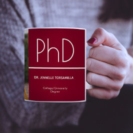 PhD graad Burgundy White Afstuderen Foto Koffiemok